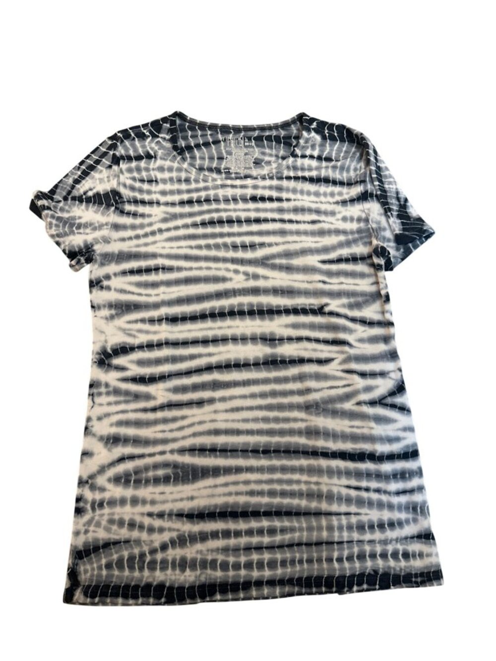 Time And Tru Tie-Dye T-Shirt Women's L 12-14 Black White Short Sleeve Casual
